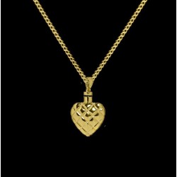 Quilted Heart - Brass with Chain Quilted Heart - Brass with Chain