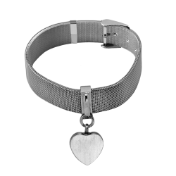 Mesh Heart Bracelet - Adjustable Belt Buckle Styling Mesh Heart Bracelet - Adjustable Belt Buckle Styling