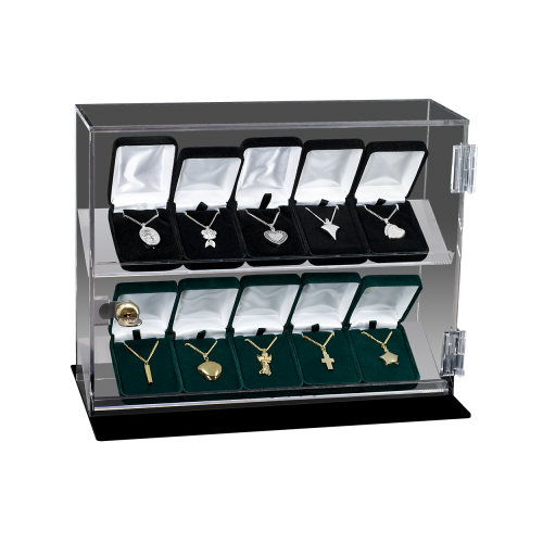 Jewelry Display Case - 10 Unit Acrylic Case with Lock