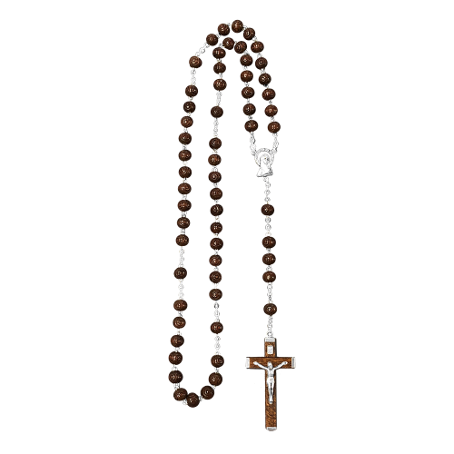 Dark Hardwood Rosary - Dark Hardwood Bead with Hardwood Cross