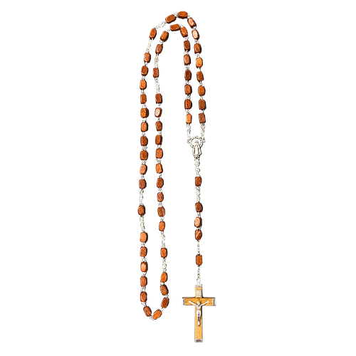 Light Hardwood Rosary - Light Hardwood Bead with Hardwood Cross