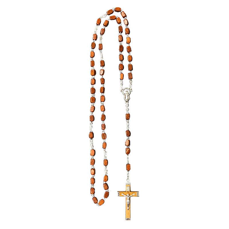 Light Hardwood Rosary - Light Hardwood Bead with Hardwood Cross