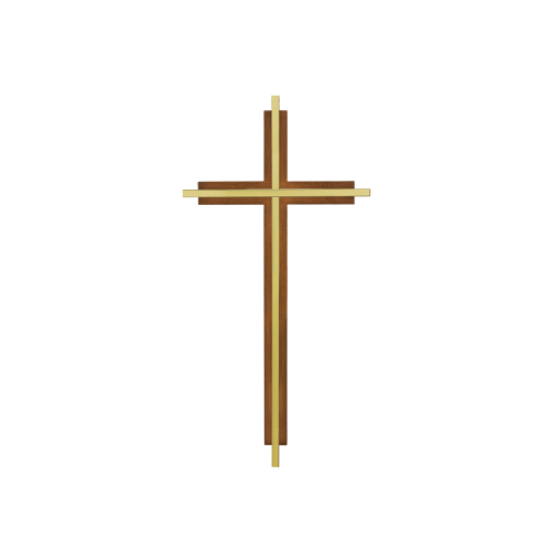 Inlaid Cross - 10" Inlaid Brass Cross on Wooded Cross