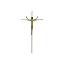 10" Slimline Brass Risen Christ Crucifix
