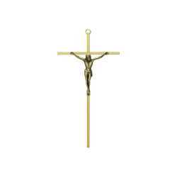 10" Slimline Brass Traditional Crucifix