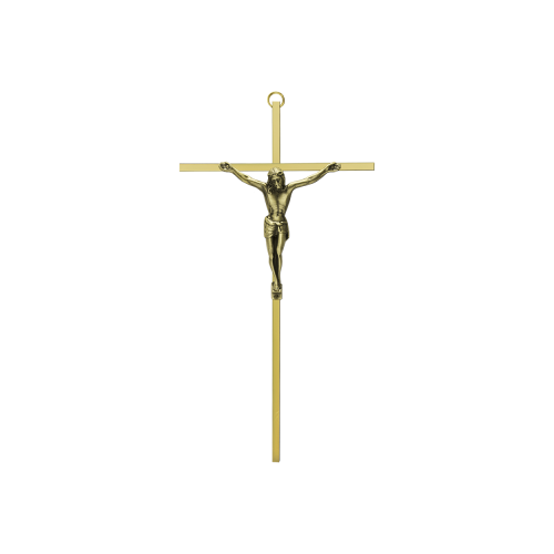 10" Slimline Brass Traditional Crucifix