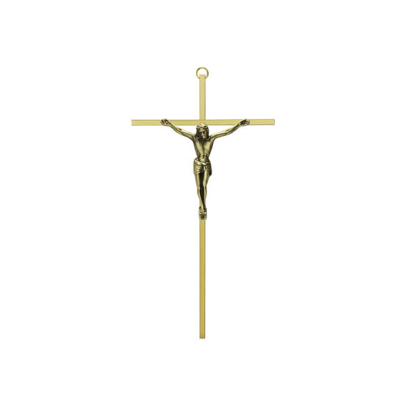 10" Slimline Brass Traditional Crucifix
