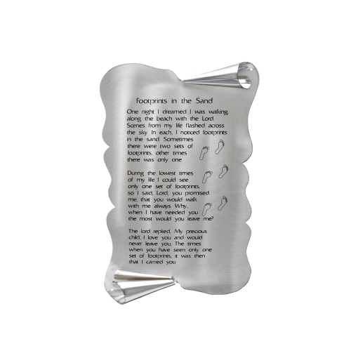 Footprints - Silver Scroll Plaque with Footprints Poem