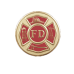 Fire Department, 2 inch - Red and Goldtone