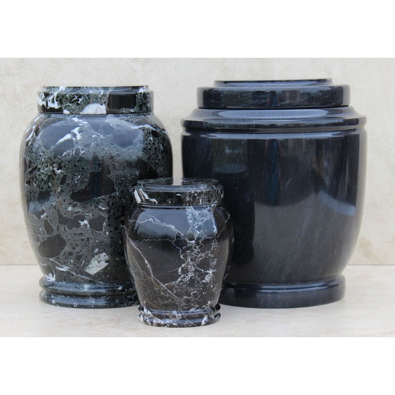 Black Genuine Marble Pet Urn