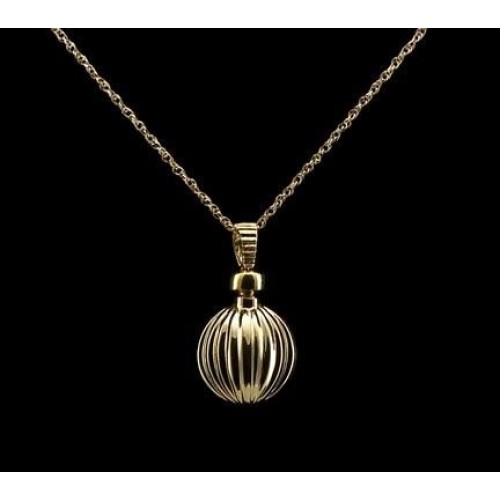 Ribbed Ball - 14k Gold with Chain