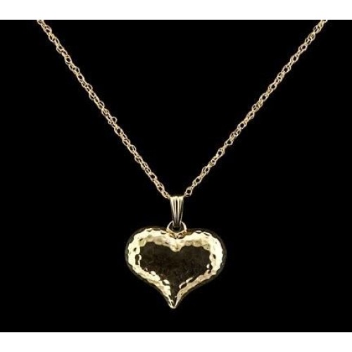 Hammered Heart - 14k Gold with Chain
