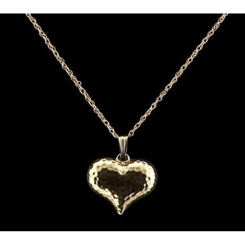 Hammered Heart - 14k Gold with Chain