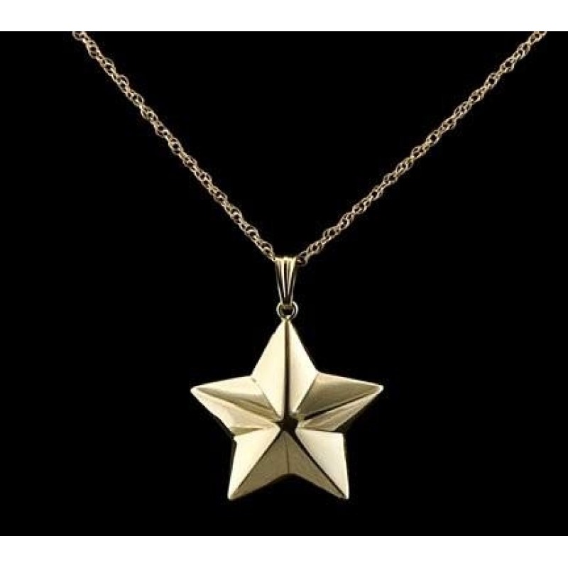Shaped 5 Point Star - 14k Gold with Chain