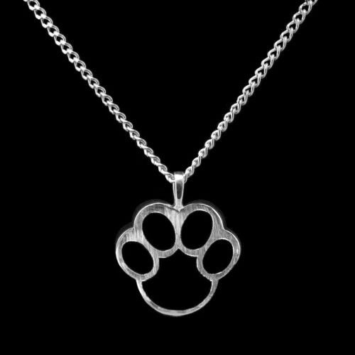 Paw, Black Cremation Necklace- Sterling Silver