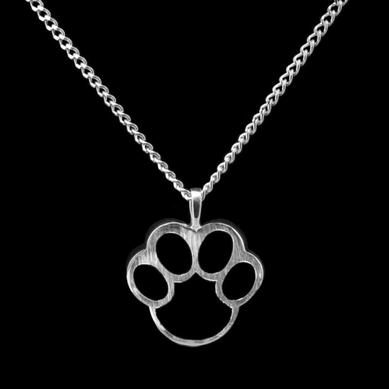 Paw, Black Cremation Necklace- Sterling Silver