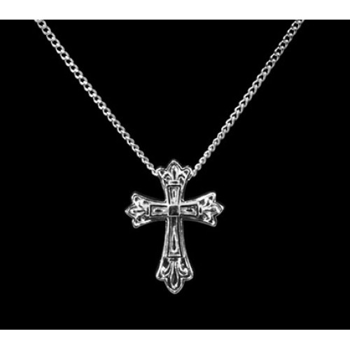 Fleur de Lis Cross – Sterling Silver with Chain