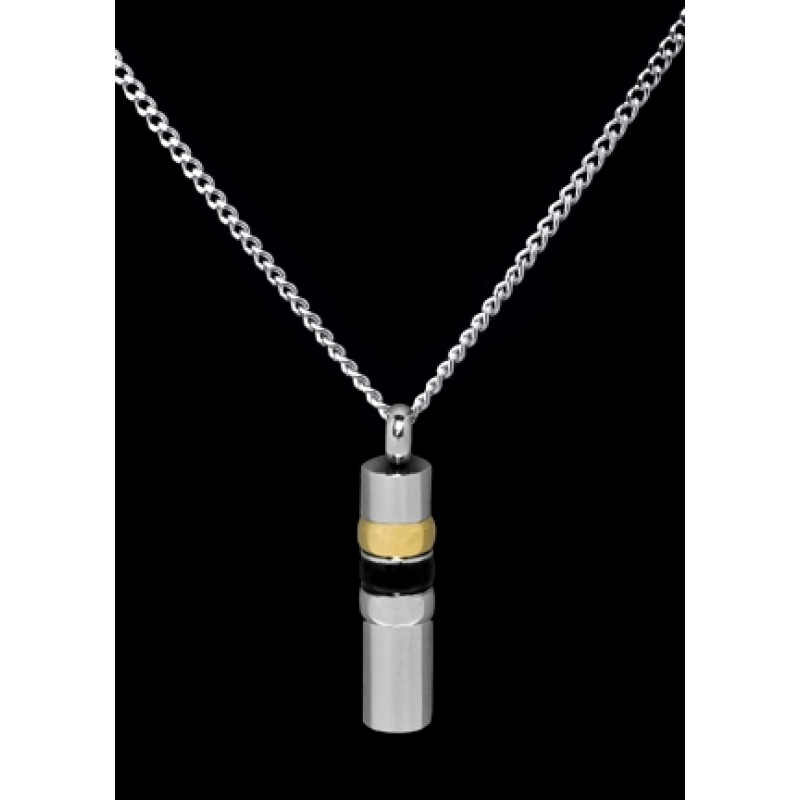 Black/Gold/Silver Cylinder – Stainless Steel with Chain