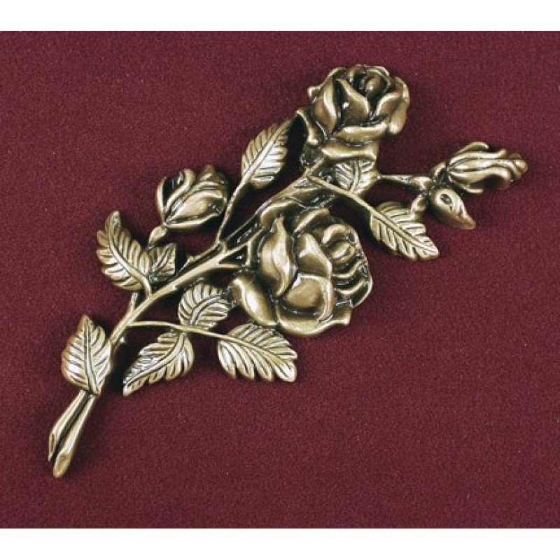 Three Bud Stem Rose, Urn Applique, Bronze