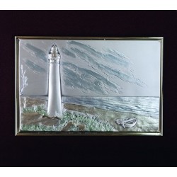 Lighthouse Landscape - Sterling Silver Plaque Lighthouse Landscape - Sterling Silver Plaque
