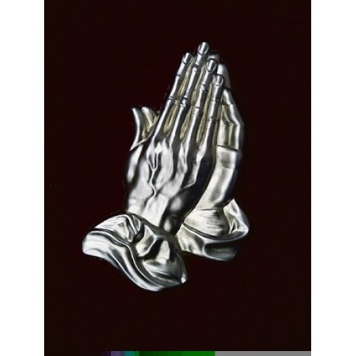 Large Praying Hands - Silver, Urn Applique