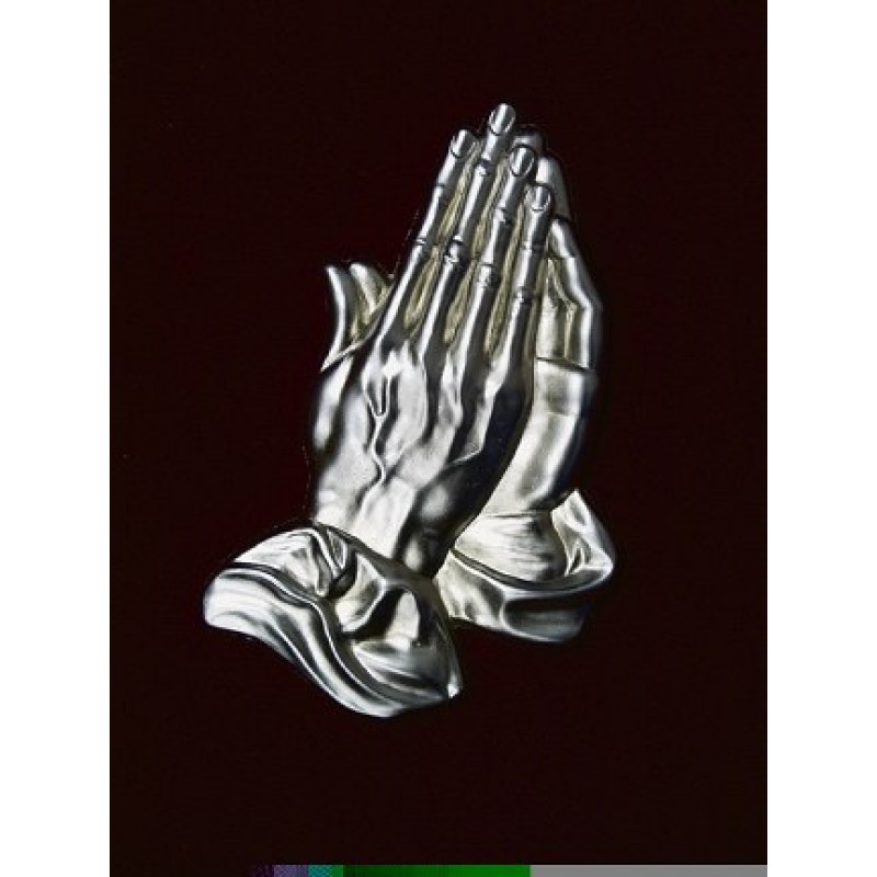 Large Praying Hands - Silver, Urn Applique