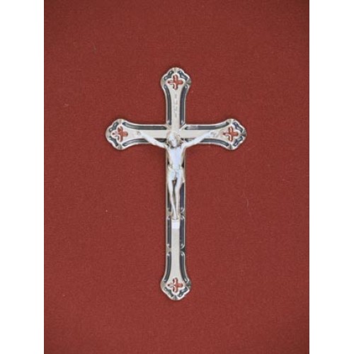 Silver/Blue Crucifix, Urn Applique