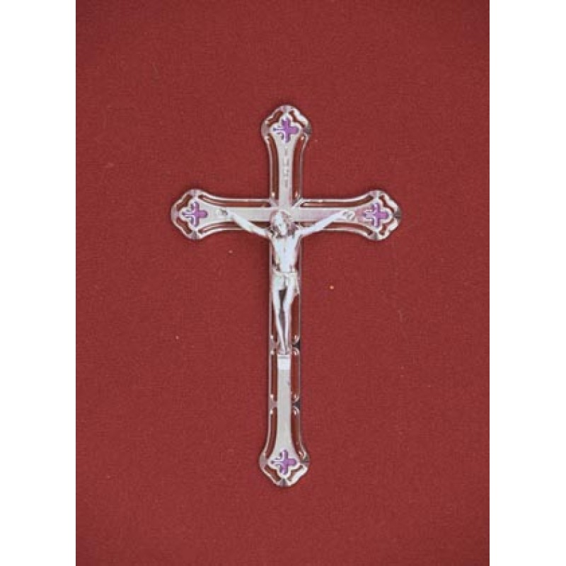 Silver/Red/Magenta Crucifix, Urn Applique