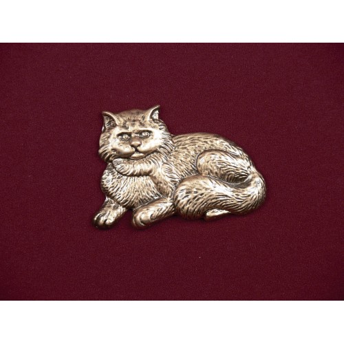 Fluffy Cat - Bronze Pet Urn Applique