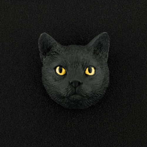 Black Tabby (shorthair) 3D Pet Head Cremation Urn Applique